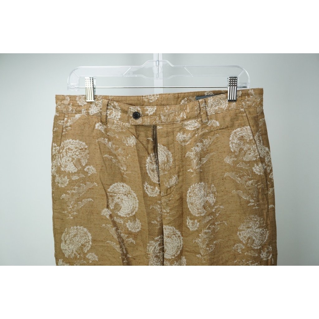 John Varvatos Brown Abstract Floral Mens Cotton Pants Sz 48 Brand New